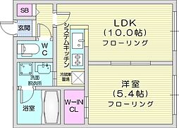 札幌市営南北線 麻生駅 徒歩7分の賃貸マンション 4階1LDKの間取り