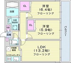 ASAHIYAMACITY.STELLA  ｜ 北海道札幌市中央区南八条西20丁目1-21（賃貸マンション2LDK・2階・58.17㎡） その2