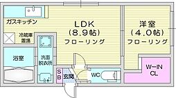 札幌市営南北線 麻生駅 徒歩8分の賃貸マンション 3階1LDKの間取り