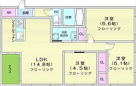 北海道札幌市手稲区手稲本町二条5丁目（賃貸マンション3LDK・1階・69.98㎡） その2