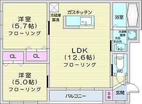 北海道札幌市北区北三十四条西3丁目（賃貸マンション2LDK・1階・50.11㎡） その2