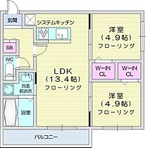 カルダノ桑園  ｜ 北海道札幌市中央区北十七条西15丁目（賃貸マンション2LDK・3階・51.27㎡） その2