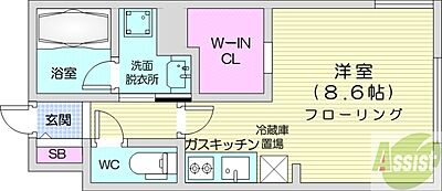 間取り：1K、都市ガス、エアコン、ガス暖房、ネット無料