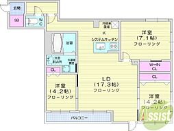 ALPHASQUARE宮の森2条 3LDKの間取図画像