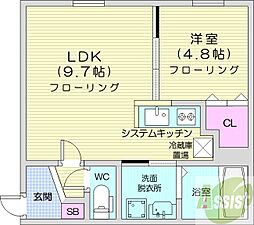 K・S-11 3階1LDKの間取り