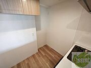 こちらに冷蔵庫を置けます。調理時の動線もばっちり効率的。