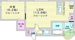 asunto 4階1LDKの間取り