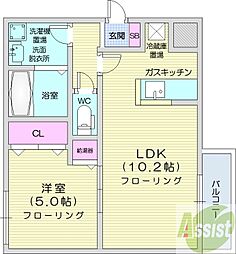 ル・ファール円山 3階1LDKの間取り