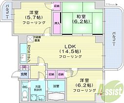 サンシャイン円山 4階3LDKの間取り