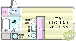 創成グランドハイツ 7階ワンルームの間取り