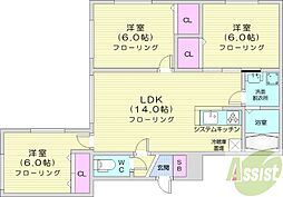 HAL旭山公園通り 3LDKの間取図画像