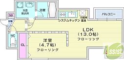 札幌中央レジデンス 1LDKの間取図画像
