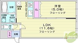グランメール北11条 1LDKの間取図画像