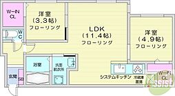 ラグランジュ円山 2LDKの間取図画像