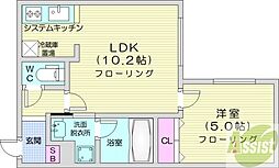 札幌市西区二十四軒三条5丁目マンション 1LDKの間取図画像
