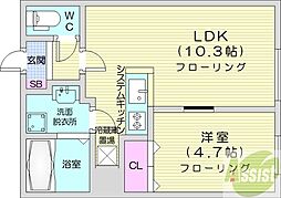 札幌市中央区北七条西23丁目マンション 1LDKの間取図画像