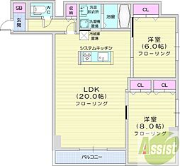 レゾ札幌 2LDKの間取図画像