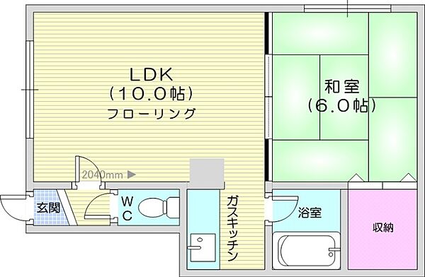 北海道札幌市北区北二十五条西14丁目(賃貸アパート1LDK・1階・24.76㎡)の写真 その2