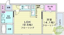 JR函館本線 桑園駅 徒歩8分の賃貸マンション 4階1LDKの間取り