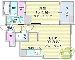 S-FORT北大前 1LDKの間取図画像