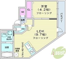 ヴェネーノ円山 1LDKの間取図画像