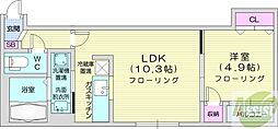 アベニールE5BLDG. 1LDKの間取図画像