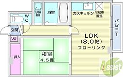 21タイガーズマンション 1LDKの間取図画像