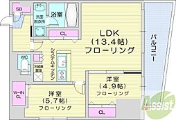 NCウイング白石 2LDKの間取図画像
