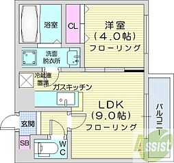 エスポアールN 1LDKの間取図画像