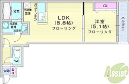 プロヴィデンス北円山 1LDKの間取図画像