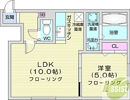 プリマクラッセ環状通東 1LDKの間取図画像