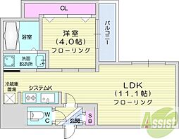 NCウイング白石 1LDKの間取図画像