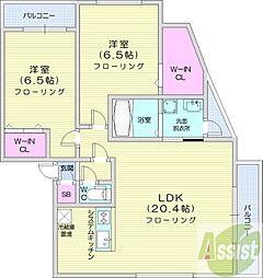 WELLZ N5(ウェルズN5) 2LDKの間取図画像