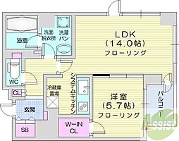 プライムメゾン南2条 1LDKの間取図画像