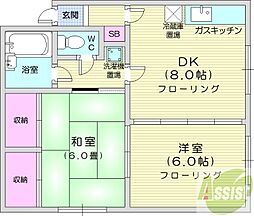 フラッツ328 2DKの間取図画像