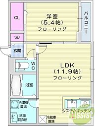ange-sentier 1LDKの間取図画像
