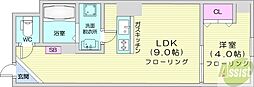 パークヒルズ中央12 1LDKの間取図画像