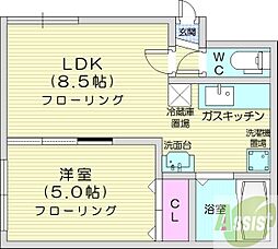 フォーチュネイトフィールド 1LDKの間取図画像