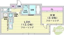 ARISTO北7条 1LDKの間取図画像