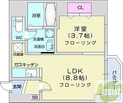レジデンスタワー札幌 1DKの間取図画像