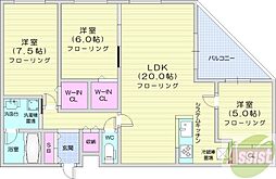 カカオ円山 3LDKの間取図画像