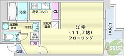ポレール北大館 1Kの間取図画像