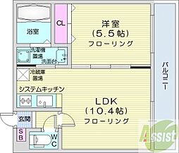 BLOCKTOWER 1LDKの間取図画像