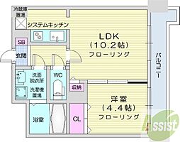 RESIDIASAPPORO-EKIMAE 1LDKの間取図画像