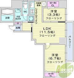 レガロ札幌ステーション 2LDKの間取図画像