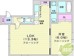 ビオラ 1LDKの間取図画像