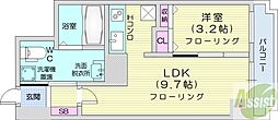 レシディア大通り西 1LDKの間取図画像