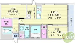 札幌市西区八軒一条西1丁目マンション 2LDKの間取図画像