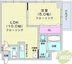 リーガ・ルーセント 1LDKの間取図画像