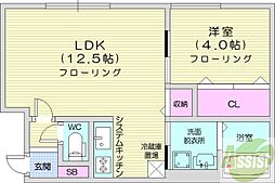 札幌市中央区南十二条西14丁目アパート 1LDKの間取図画像